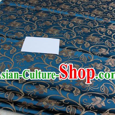 Chinese Traditional Palace Pattern Tang Suit Cheongsam Peacock Blue Brocade Fabric, Chinese Ancient Costume Hanfu Mongolian Robe Material