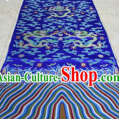 Chinese Traditional Palace Dragons Pattern Tang Suit Imperial Robe Royalblue Brocade Fabric, Chinese Ancient Emperor Costume Hanfu Material