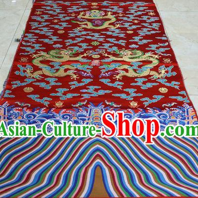 Chinese Traditional Palace Dragons Pattern Tang Suit Imperial Robe Red Brocade Fabric, Chinese Ancient Emperor Costume Hanfu Material