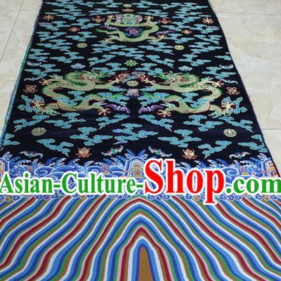 Chinese Traditional Palace Dragons Pattern Tang Suit Imperial Robe Navy Brocade Fabric, Chinese Ancient Emperor Costume Hanfu Material
