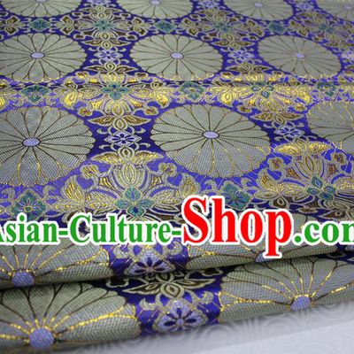Chinese Traditional Palace Pattern Tang Suit Cheongsam Kimono Royalblue Brocade Fabric, Chinese Ancient Costume Hanfu Satin Material