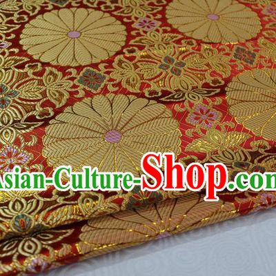 Chinese Traditional Palace Pattern Tang Suit Cheongsam Kimono Red Brocade Fabric, Chinese Ancient Costume Hanfu Satin Material