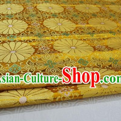 Chinese Traditional Palace Pattern Tang Suit Cheongsam Kimono Golden Brocade Fabric, Chinese Ancient Costume Hanfu Satin Material