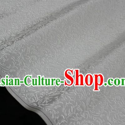 Chinese Traditional Palace Pattern Tang Suit Cheongsam White Brocade Fabric, Chinese Ancient Costume Hanfu Satin Material
