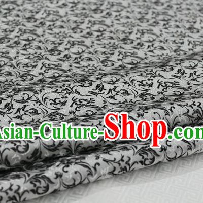 Chinese Traditional Palace Pattern Tang Suit Cheongsam White Brocade Fabric, Chinese Ancient Costume Hanfu Satin Material
