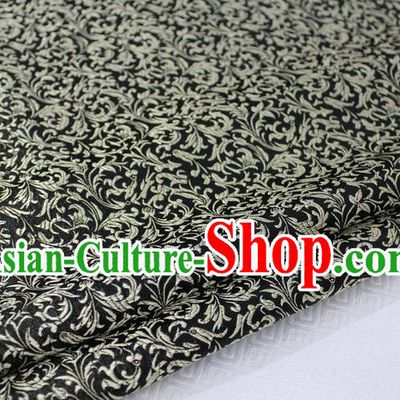 Chinese Traditional Palace Golden Pattern Tang Suit Cheongsam Black Brocade Fabric, Chinese Ancient Costume Hanfu Satin Material