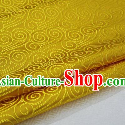 Chinese Traditional Palace Auspicious Clouds Pattern Tang Suit Mongolian Robe Yellow Brocade Fabric, Chinese Ancient Costume Hanfu Material