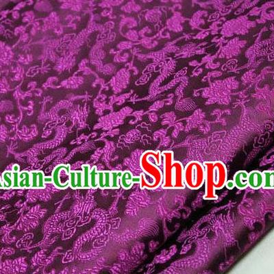 Chinese Traditional Palace Dragons Pattern Cheongsam Amaranth Brocade Fabric, Chinese Ancient Costume Tang Suit Hanfu Satin Material