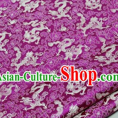 Chinese Traditional Palace Golden Dragons Pattern Cheongsam Rosy Brocade Fabric, Chinese Ancient Costume Tang Suit Hanfu Satin Material
