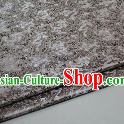 Chinese Traditional Palace Dragons Pattern Cheongsam Grey Brocade Fabric, Chinese Ancient Costume Tang Suit Hanfu Satin Material