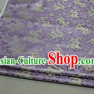 Chinese Traditional Palace Dragons Pattern Cheongsam Lilac Brocade Fabric, Chinese Ancient Costume Tang Suit Hanfu Satin Material