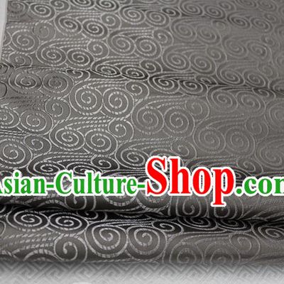 Chinese Traditional Palace Auspicious Clouds Pattern Tang Suit Mongolian Robe Grey Brocade Fabric, Chinese Ancient Costume Hanfu Material