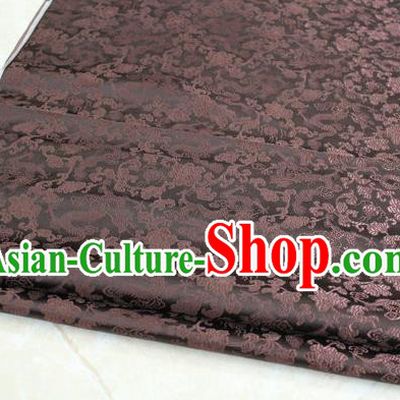 Chinese Traditional Palace Dragons Pattern Cheongsam Brown Brocade Fabric, Chinese Ancient Costume Tang Suit Hanfu Satin Material