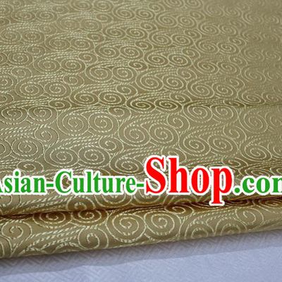Chinese Traditional Palace Auspicious Clouds Pattern Tang Suit Mongolian Robe Light Yellow Brocade Fabric, Chinese Ancient Costume Hanfu Material