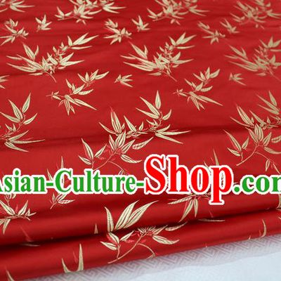 Chinese Traditional Palace Bamboo Pattern Tang Suit Cheongsam Red Brocade Fabric, Chinese Ancient Costume Hanfu Material
