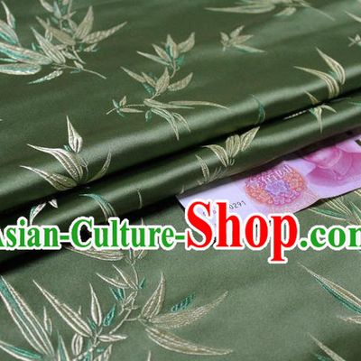 Chinese Traditional Palace Bamboo Pattern Tang Suit Cheongsam Green Brocade Fabric, Chinese Ancient Costume Hanfu Material