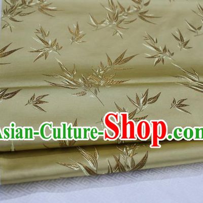 Chinese Traditional Palace Bamboo Pattern Tang Suit Cheongsam Light Golden Brocade Fabric, Chinese Ancient Costume Hanfu Material