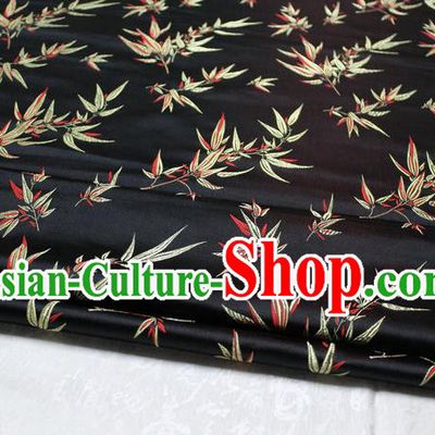 Chinese Traditional Palace Bamboo Pattern Tang Suit Cheongsam Black Brocade Fabric, Chinese Ancient Costume Hanfu Material