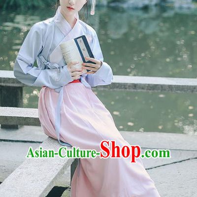 Traditional Chinese Ancient Nobility Lady Costume Ming Dynasty Hanfu Embroidered Begonia Blouse and Skirt Complete Set for Women