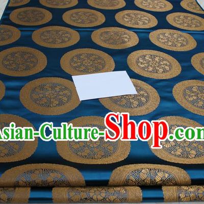 Chinese Traditional Ancient Costume Palace Pattern Mongolian Robe Peacock Blue Brocade Tang Suit Fabric Hanfu Material