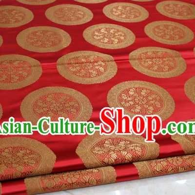 Chinese Traditional Ancient Costume Palace Pattern Mongolian Robe Red Brocade Tang Suit Fabric Hanfu Material
