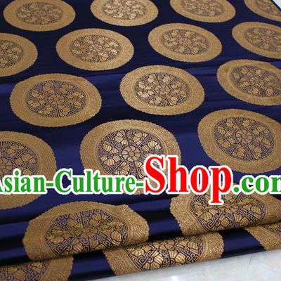 Chinese Traditional Ancient Costume Palace Pattern Mongolian Robe Navy Brocade Tang Suit Fabric Hanfu Material