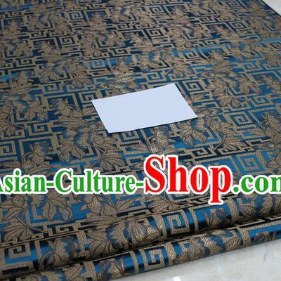 Chinese Traditional Ancient Costume Palace Leaf Pattern Cheongsam Mongolian Robe Peacock Blue Brocade Tang Suit Fabric Hanfu Material