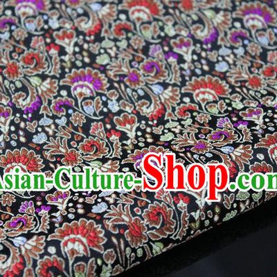 Chinese Traditional Ancient Costume Palace Cockscomb Pattern Mongolian Robe Cheongsam Black Brocade Tang Suit Fabric Hanfu Material