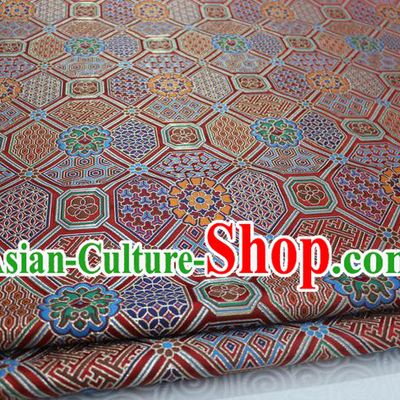 Chinese Traditional Ancient Costume Palace Pattern Mongolian Robe Red Brocade Tang Suit Fabric Hanfu Material