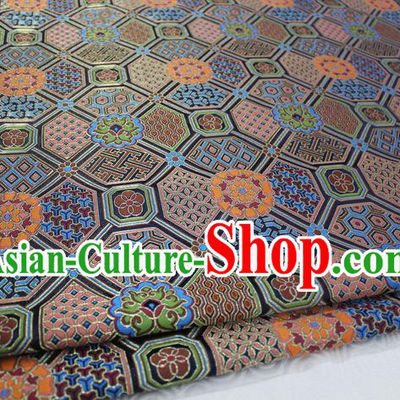 Chinese Traditional Ancient Costume Palace Pattern Mongolian Robe Navy Brocade Tang Suit Fabric Hanfu Material