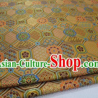 Chinese Traditional Ancient Costume Palace Pattern Mongolian Robe Golden Brocade Tang Suit Fabric Hanfu Material