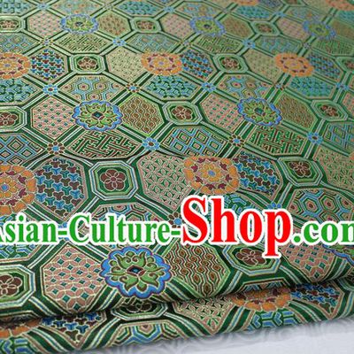 Chinese Traditional Ancient Costume Palace Pattern Mongolian Robe Green Brocade Tang Suit Fabric Hanfu Material