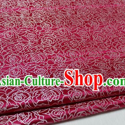 Chinese Traditional Ancient Costume Palace Rose Pattern Cheongsam Amaranth Brocade Tang Suit Fabric Hanfu Material