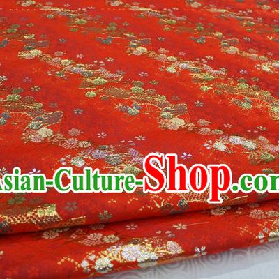Chinese Traditional Ancient Costume Palace Pattern Cheongsam Red Brocade Tang Suit Fabric Hanfu Material