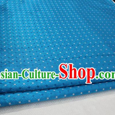 Chinese Traditional Ancient Costume Palace Pattern Mongolian Robe Cheongsam Blue Brocade Tang Suit Fabric Hanfu Material