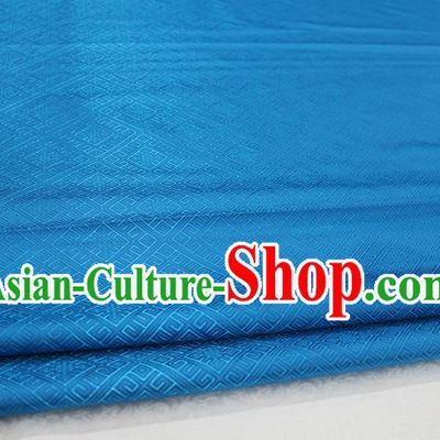 Chinese Traditional Ancient Costume Palace Pattern Mongolian Robe Blue Brocade Tang Suit Fabric Hanfu Material
