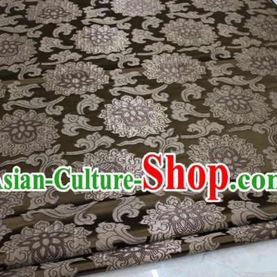 Chinese Traditional Ancient Costume Palace Lotus Pattern Mongolian Robe Bronze Brocade Tang Suit Fabric Hanfu Material