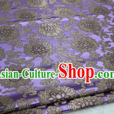 Chinese Traditional Ancient Costume Palace Lotus Pattern Mongolian Robe Lilac Brocade Tang Suit Fabric Hanfu Material