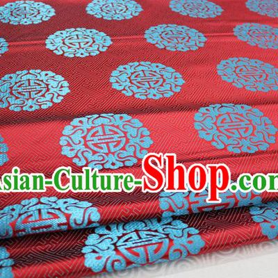 Chinese Traditional Ancient Costume Palace Longevity Pattern Cheongsam Mongolian Robe Red Brocade Tang Suit Fabric Hanfu Material