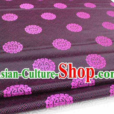 Chinese Traditional Ancient Costume Palace Rosy Longevity Pattern Cheongsam Mongolian Robe Black Brocade Tang Suit Fabric Hanfu Material