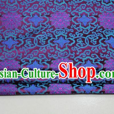 Chinese Traditional Ancient Costume Palace Lotus Pattern Mongolian Robe Cheongsam Purple Brocade Tang Suit Fabric Hanfu Material
