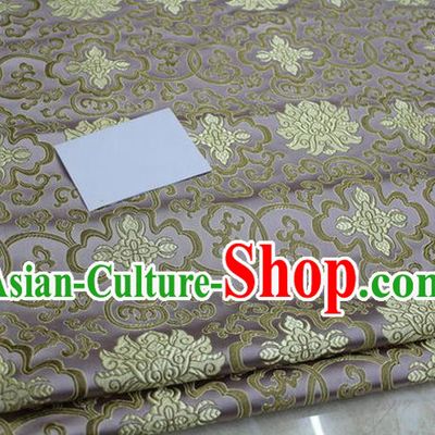 Chinese Traditional Ancient Costume Palace Lotus Pattern Mongolian Robe Cheongsam Lilac Brocade Tang Suit Fabric Hanfu Material