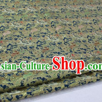 Chinese Traditional Ancient Costume Palace Dragon Pattern Bronze Brocade Cheongsam Satin Mongolian Robe Fabric Hanfu Material
