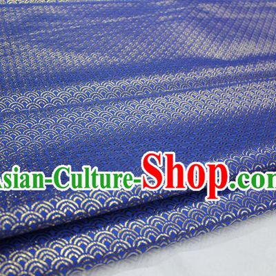 Chinese Traditional Ancient Costume Palace Gold Thread Pattern Blue Brocade Cheongsam Satin Mongolian Robe Fabric Hanfu Material