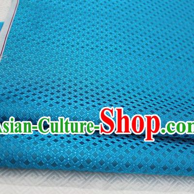 Chinese Traditional Ancient Costume Palace Pattern Blue Brocade Cheongsam Satin Mongolian Robe Fabric Hanfu Material