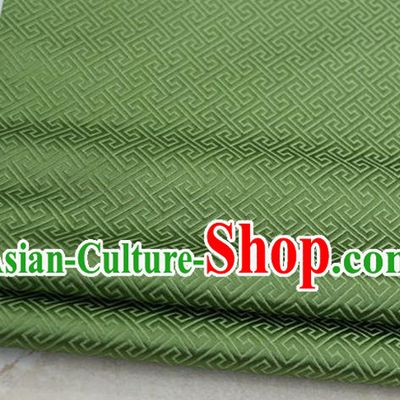 Chinese Traditional Ancient Costume Palace Back Pattern Green Brocade Cheongsam Satin Mongolian Robe Fabric Hanfu Material