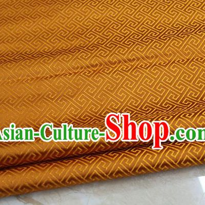 Chinese Traditional Ancient Costume Palace Back Pattern Orange Brocade Cheongsam Satin Mongolian Robe Fabric Hanfu Material