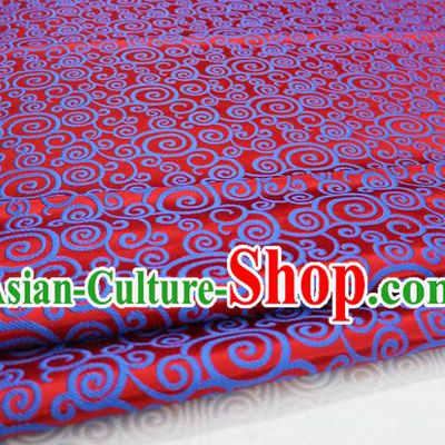 Chinese Traditional Ancient Costume Palace Clouds Pattern Red Brocade Cheongsam Satin Mongolian Robe Fabric Hanfu Material