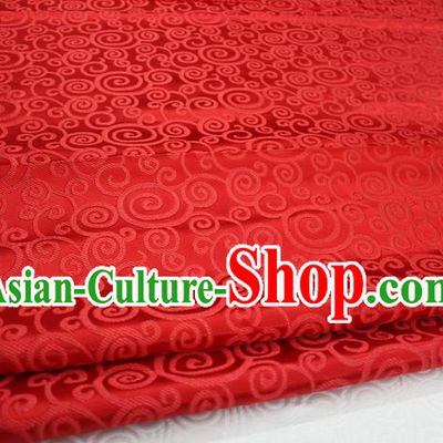 Chinese Traditional Ancient Costume Palace Clouds Pattern Red Brocade Cheongsam Satin Mongolian Robe Fabric Hanfu Material