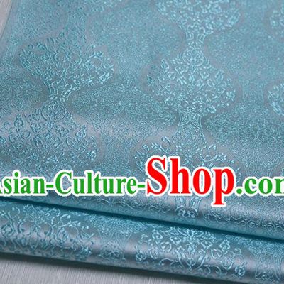 Chinese Traditional Ancient Costume Palace Pattern Cheongsam Mongolian Robe Light Blue Brocade Tang Suit Fabric Hanfu Material